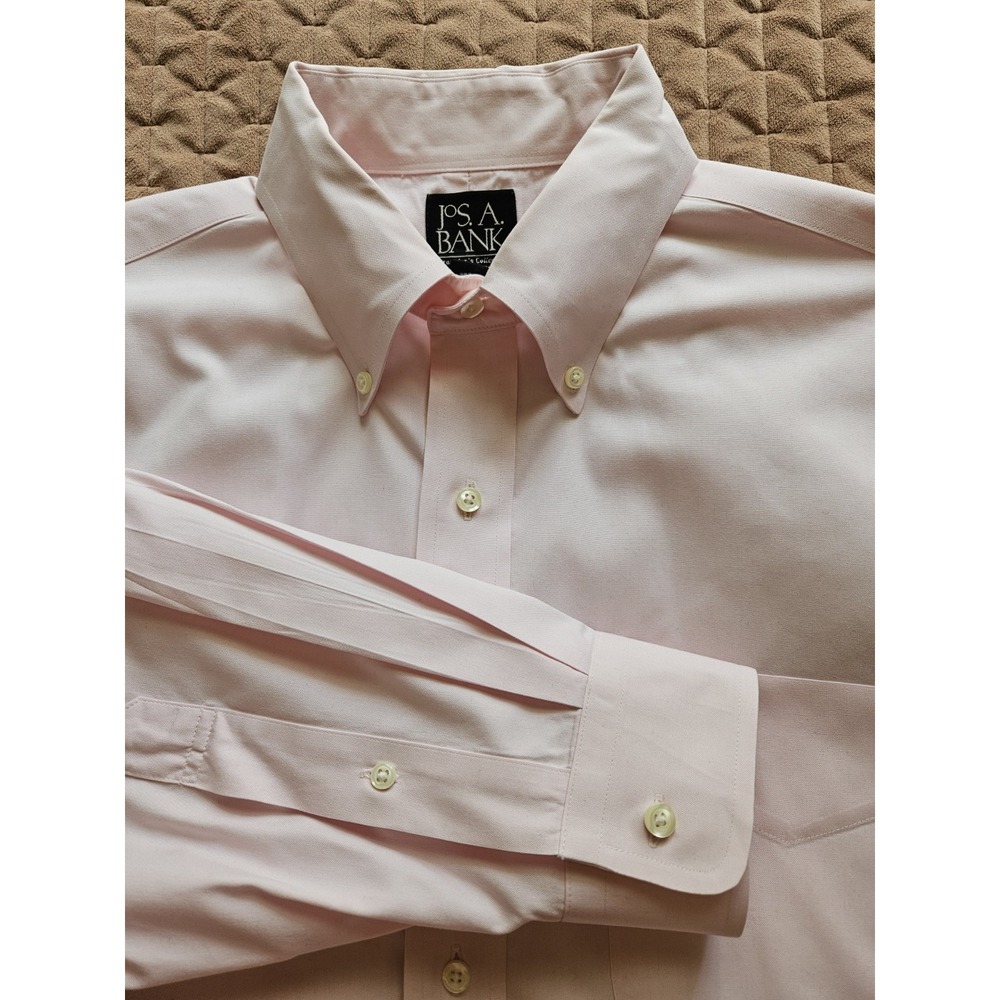 Jos. A. Bank Traveler's Collection Pink Long Sleeve 100% Cotton Shirt 16 1/2-33
